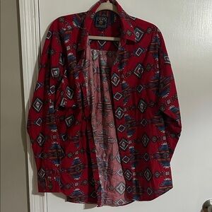 Chaps Men's Red Southwestern Pattern Button-Down Shirt